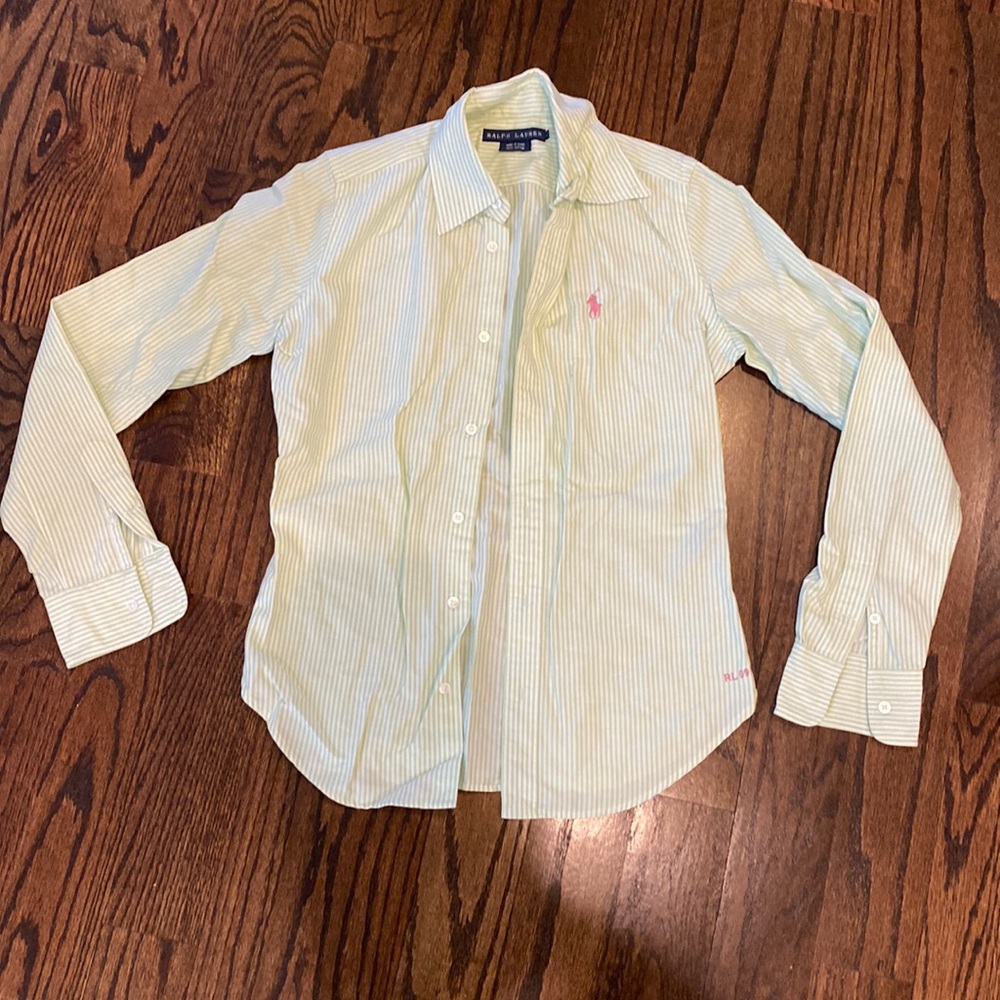 Ralph Lauren Striped button up in mint green